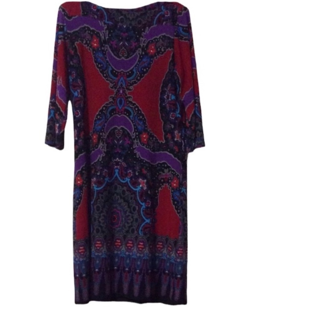 Emma & Michele Red and Blue Sheath Dress 3/4 Sleeve